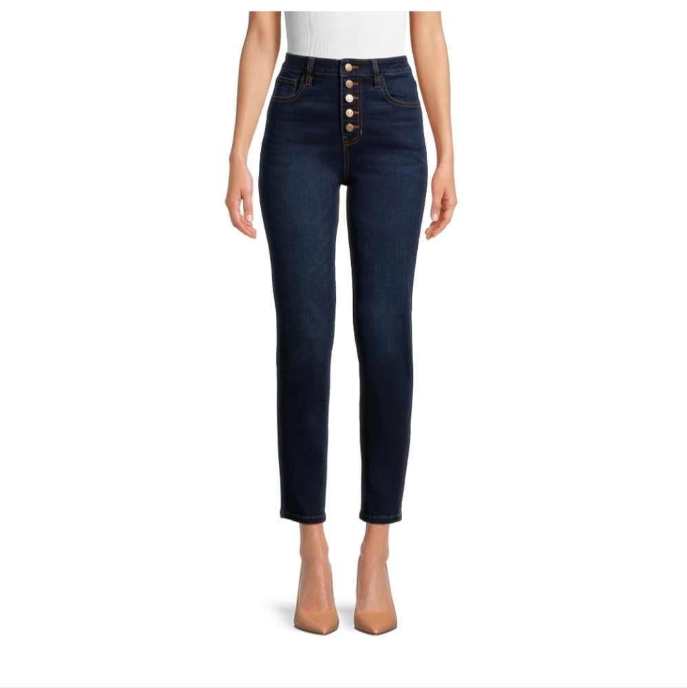 No Boundaries Juniors Size 5 Button Fly Skinny Jeans Dark Wash Inseam 28" NWT